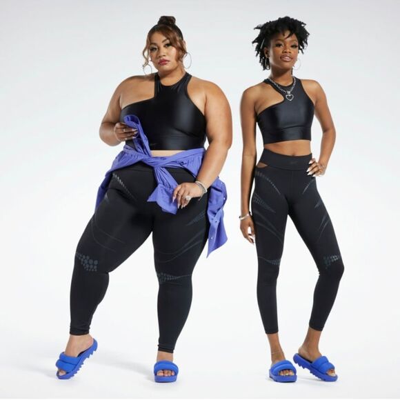 Cardi B x Reebok 4x 26/28 NWT Black Cut-Out Leggings GYM WORKOUT Activewear - Picture 12 of 16